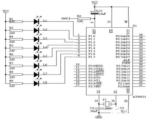 基于單片機(jī)的廣告燈左右移動(dòng)控制軟件開發(fā)設(shè)計(jì)說明